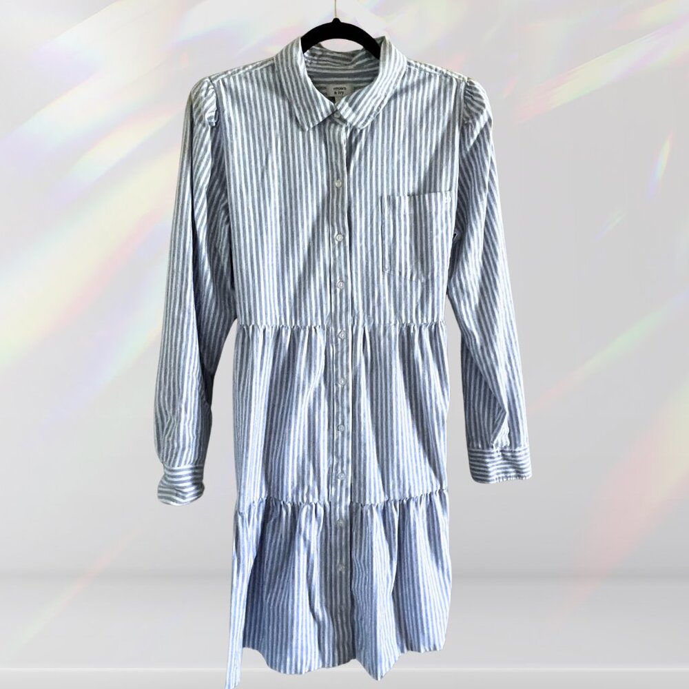 Crown & Ivy Women's Striped Button Front Shirtdress